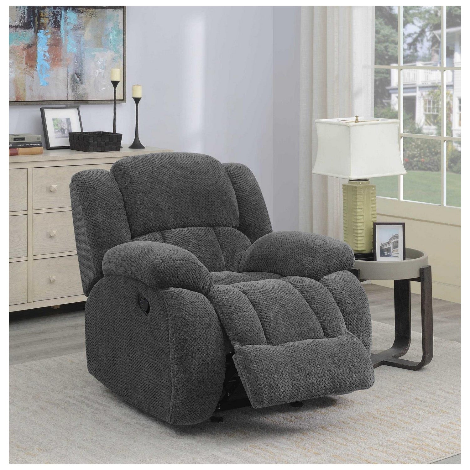 Weissman Upholstered Glider Recliner Charcoal 601923