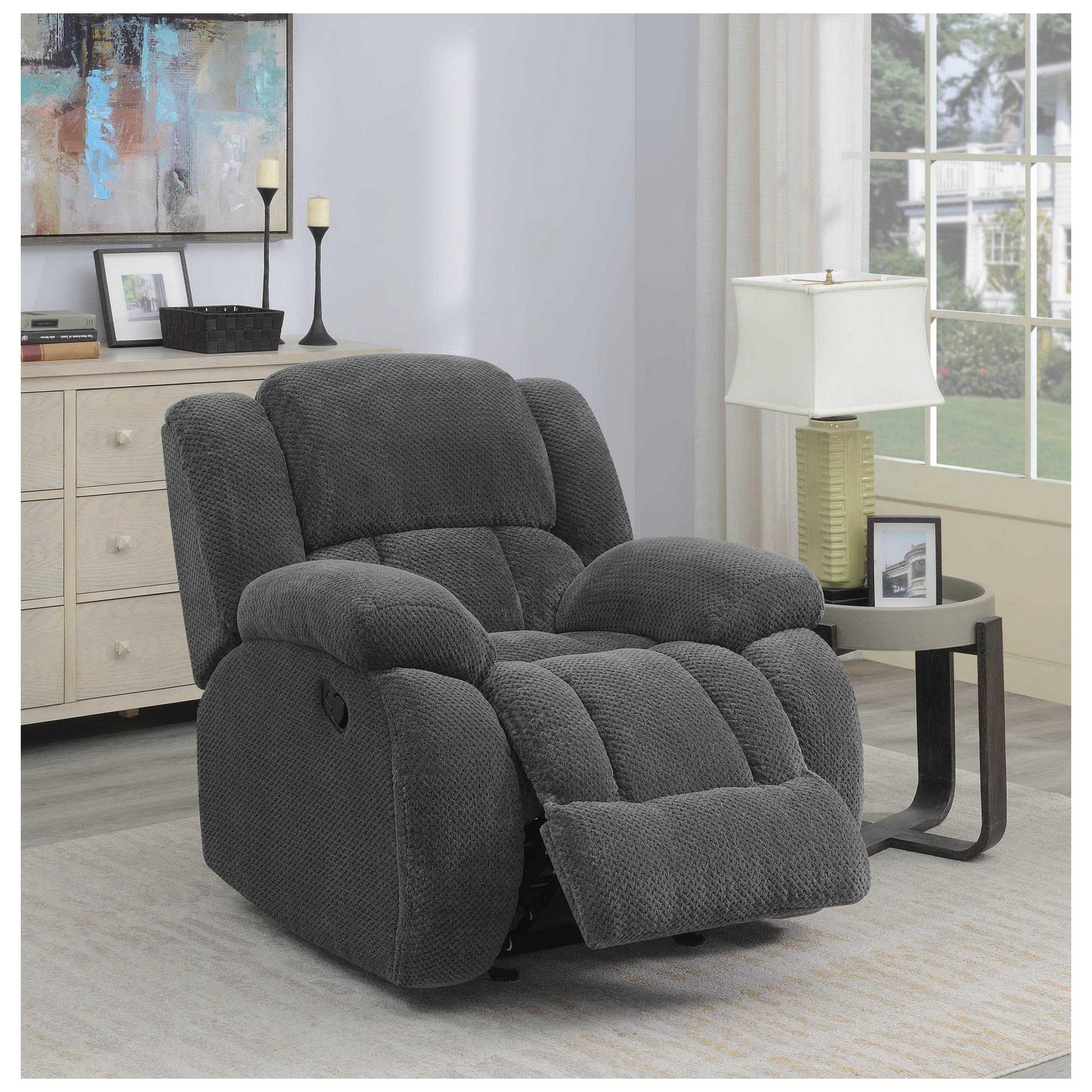 Weissman Upholstered Glider Recliner Charcoal 601923