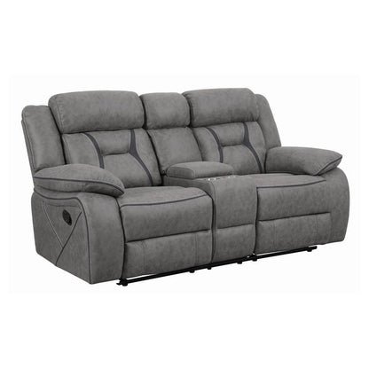 Higgins Pillow Top Arm Motion Loveseat with Console Grey 602262