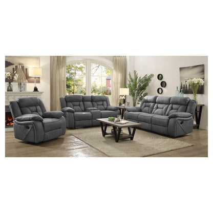 Higgins Pillow Top Arm Motion Loveseat with Console Grey 602262