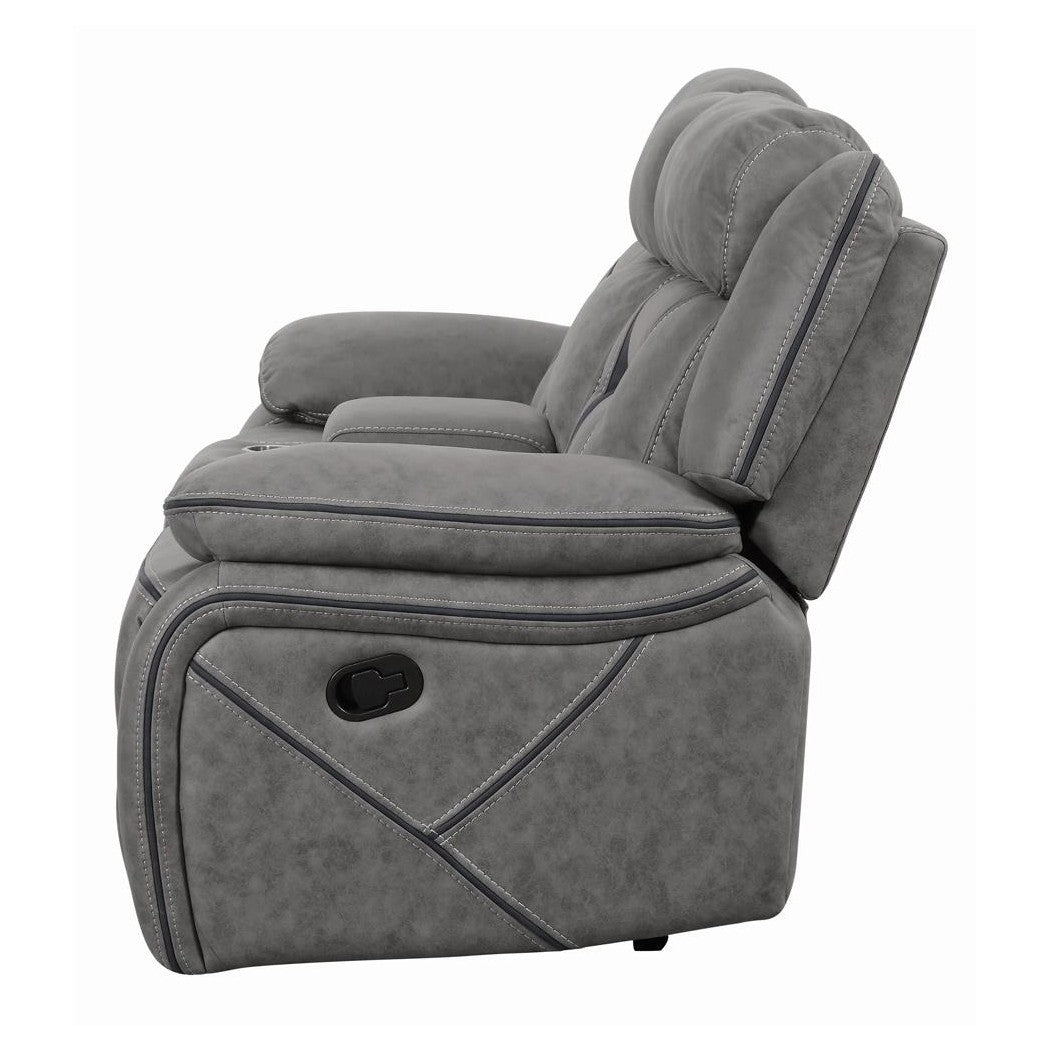 Higgins Pillow Top Arm Motion Loveseat with Console Grey 602262