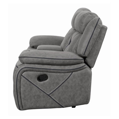 Higgins Pillow Top Arm Motion Loveseat with Console Grey 602262