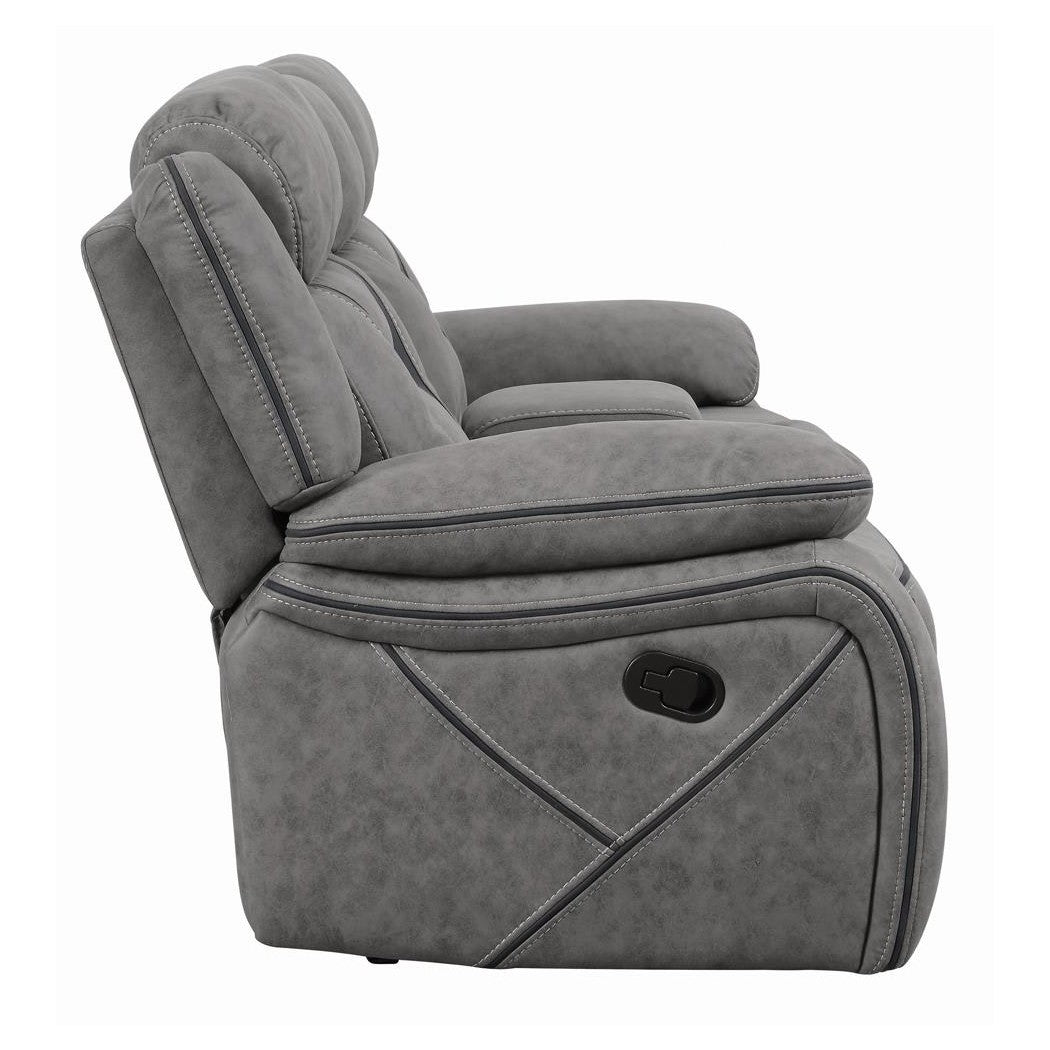 Higgins Pillow Top Arm Motion Loveseat with Console Grey 602262