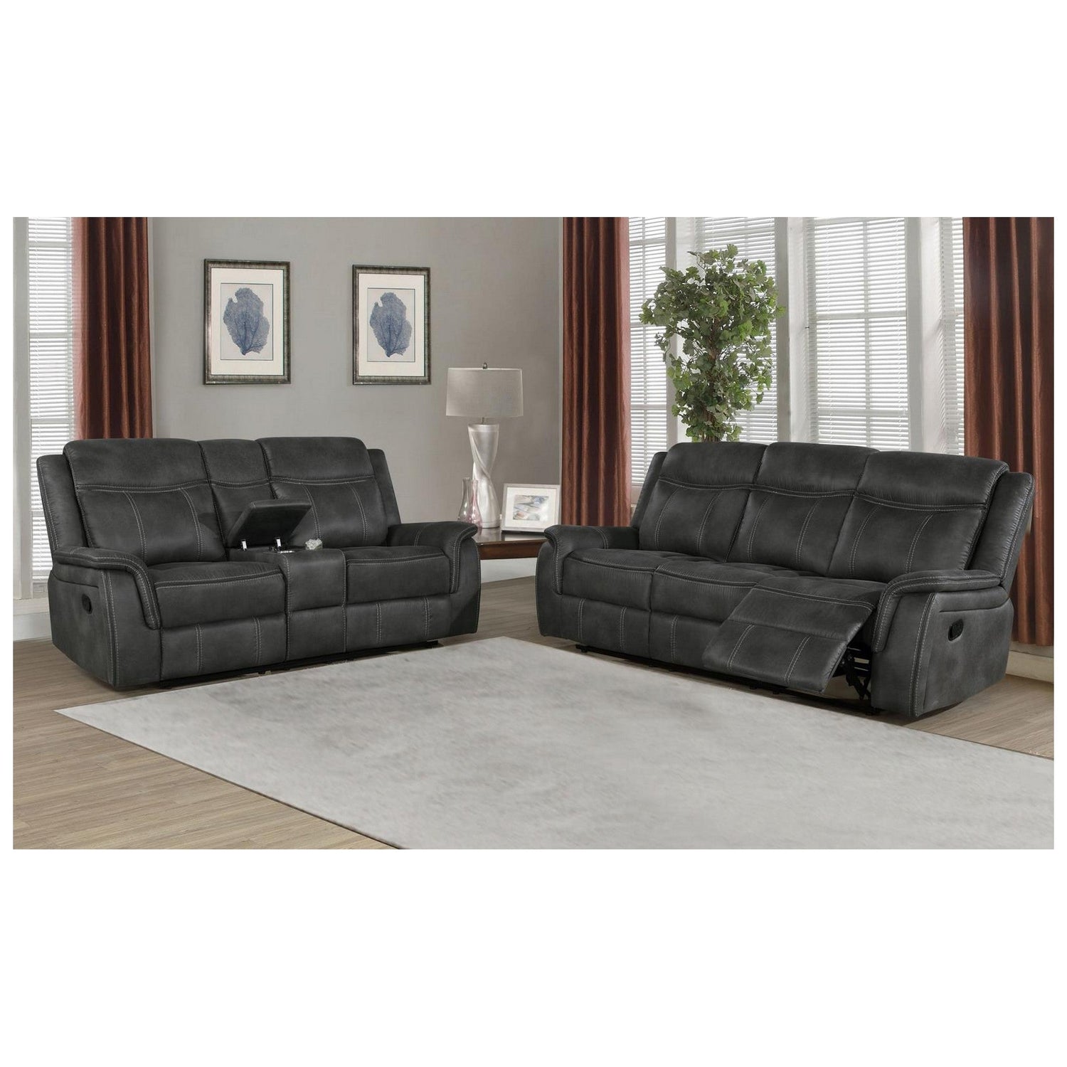 Lawrence Upholstered Tufted Living Room Set 603504-S2