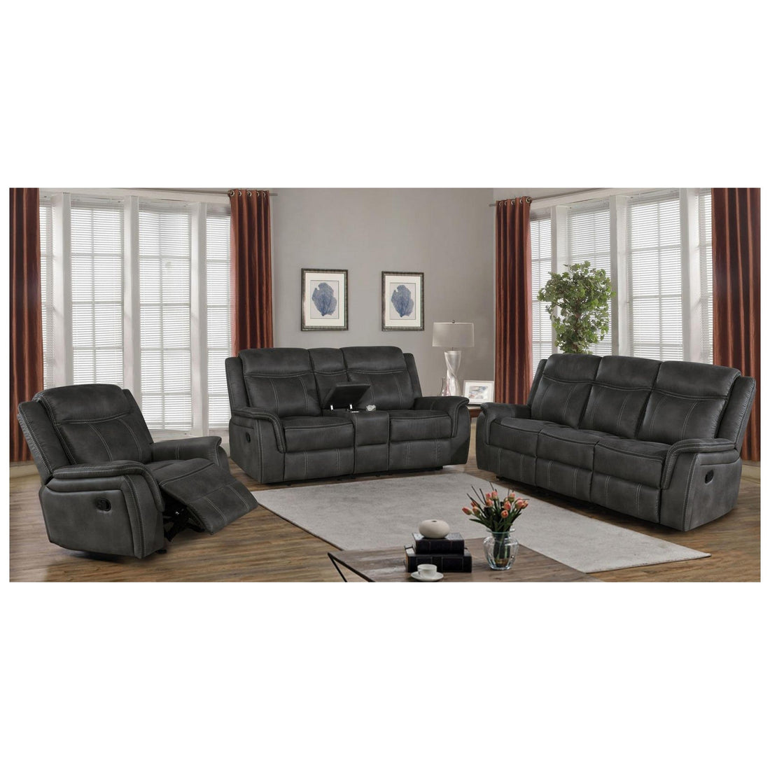 Lawrence Upholstered Tufted Living Room Set 603504-S3