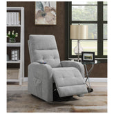 Howie Tufted Upholstered Power Lift Recliner Grey 609402P