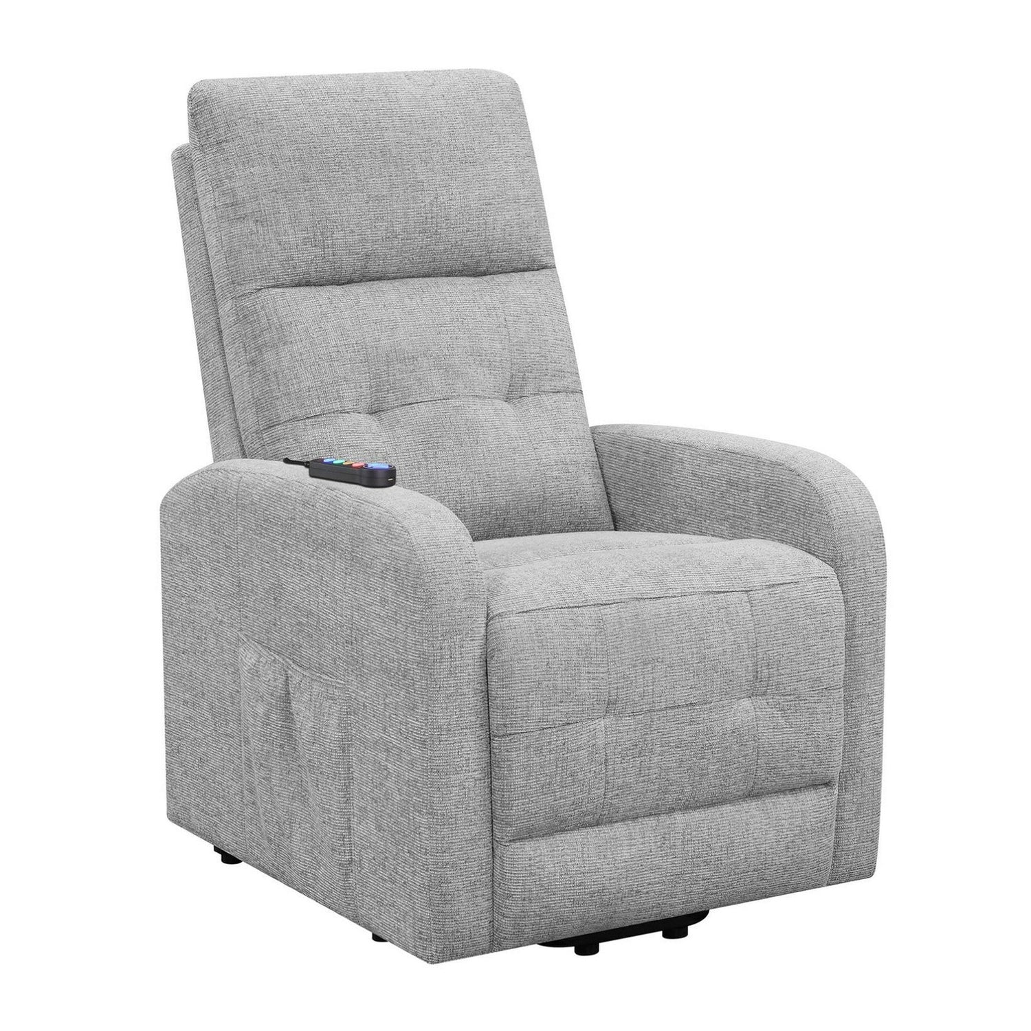 Howie Tufted Upholstered Power Lift Recliner Grey 609402P