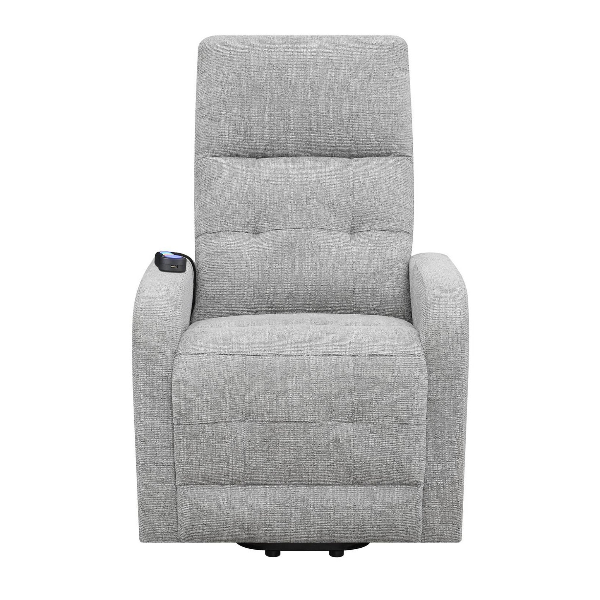 Howie Tufted Upholstered Power Lift Recliner Grey 609402P