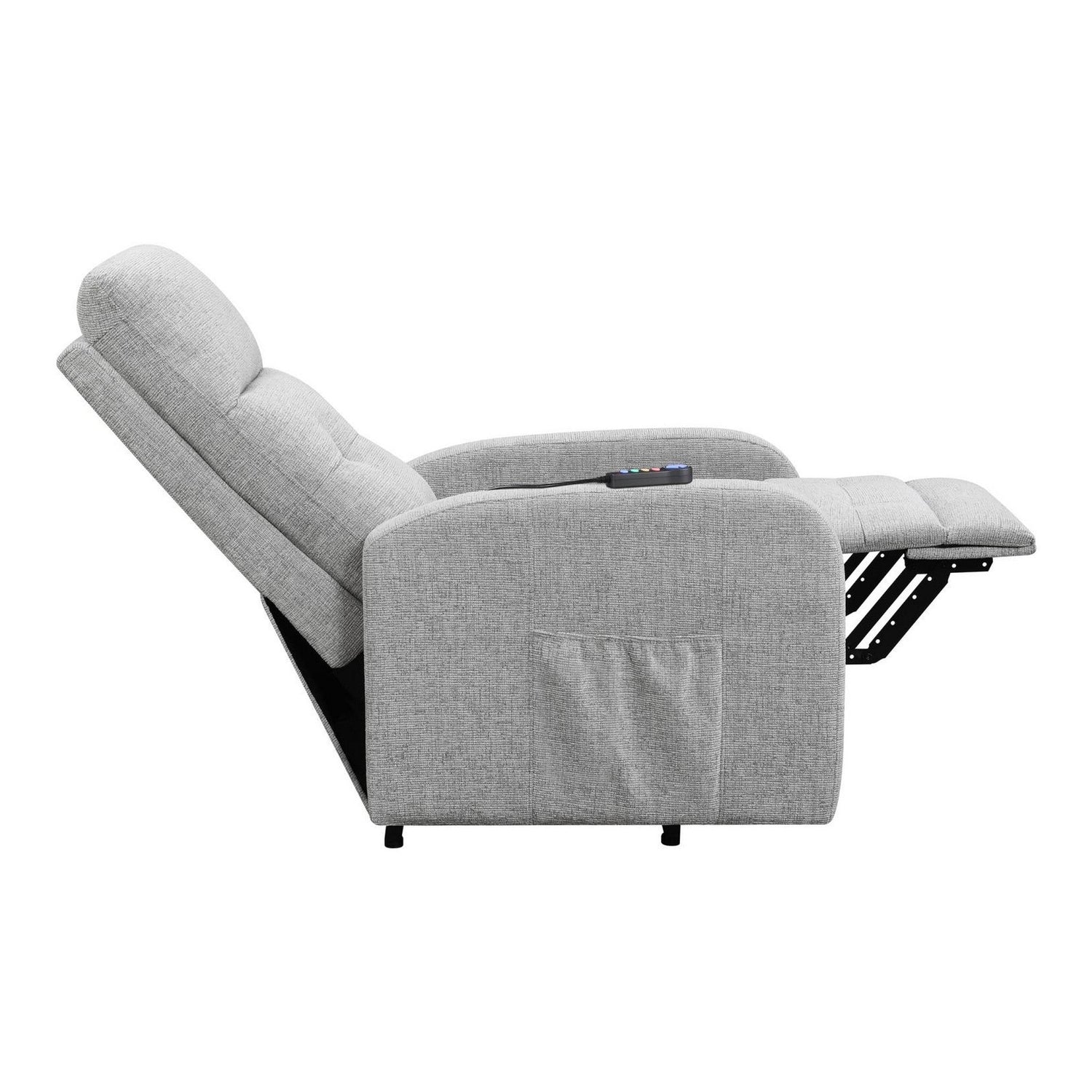 Howie Tufted Upholstered Power Lift Recliner Grey 609402P