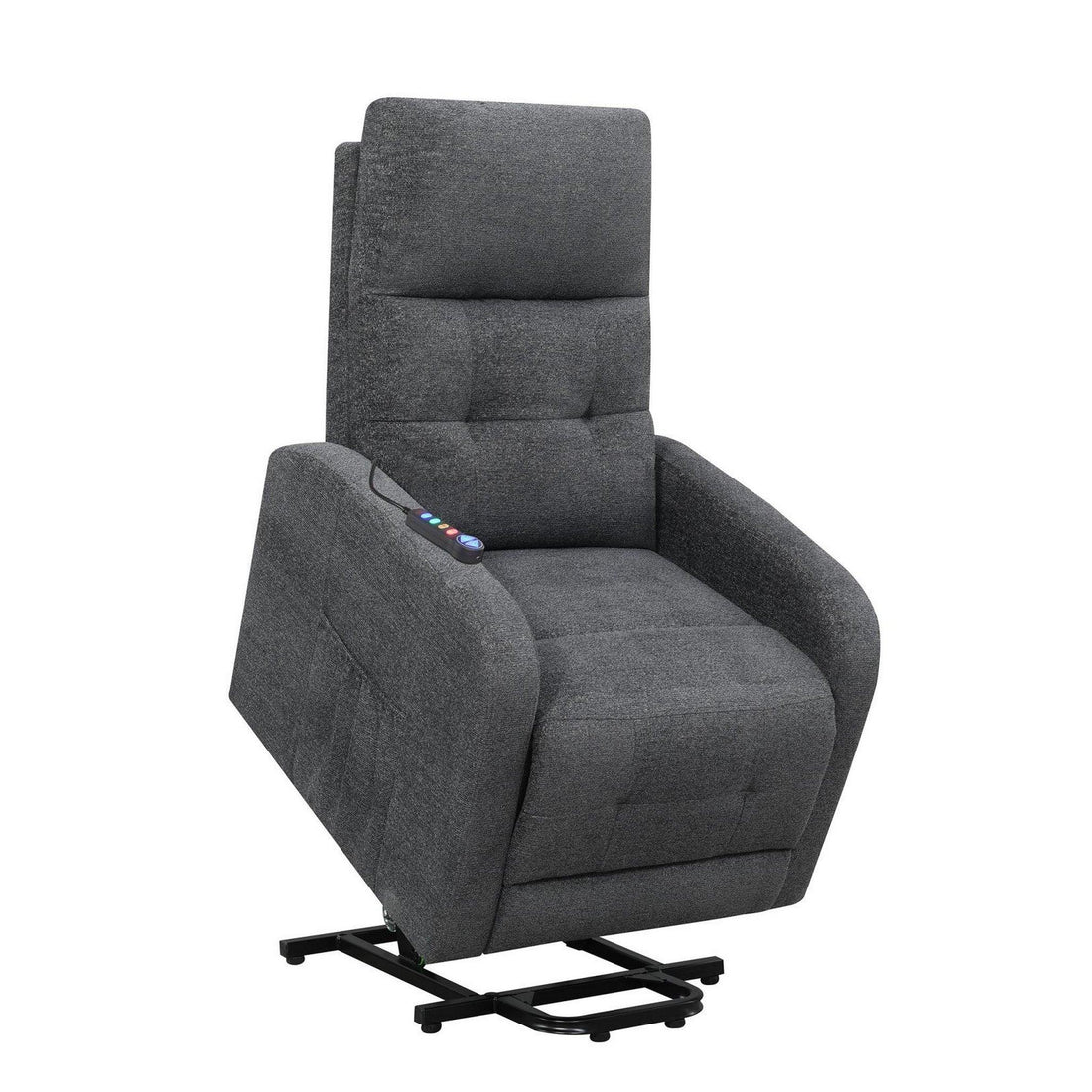 Howie Tufted Upholstered Power Lift Recliner Charcoal 609403P