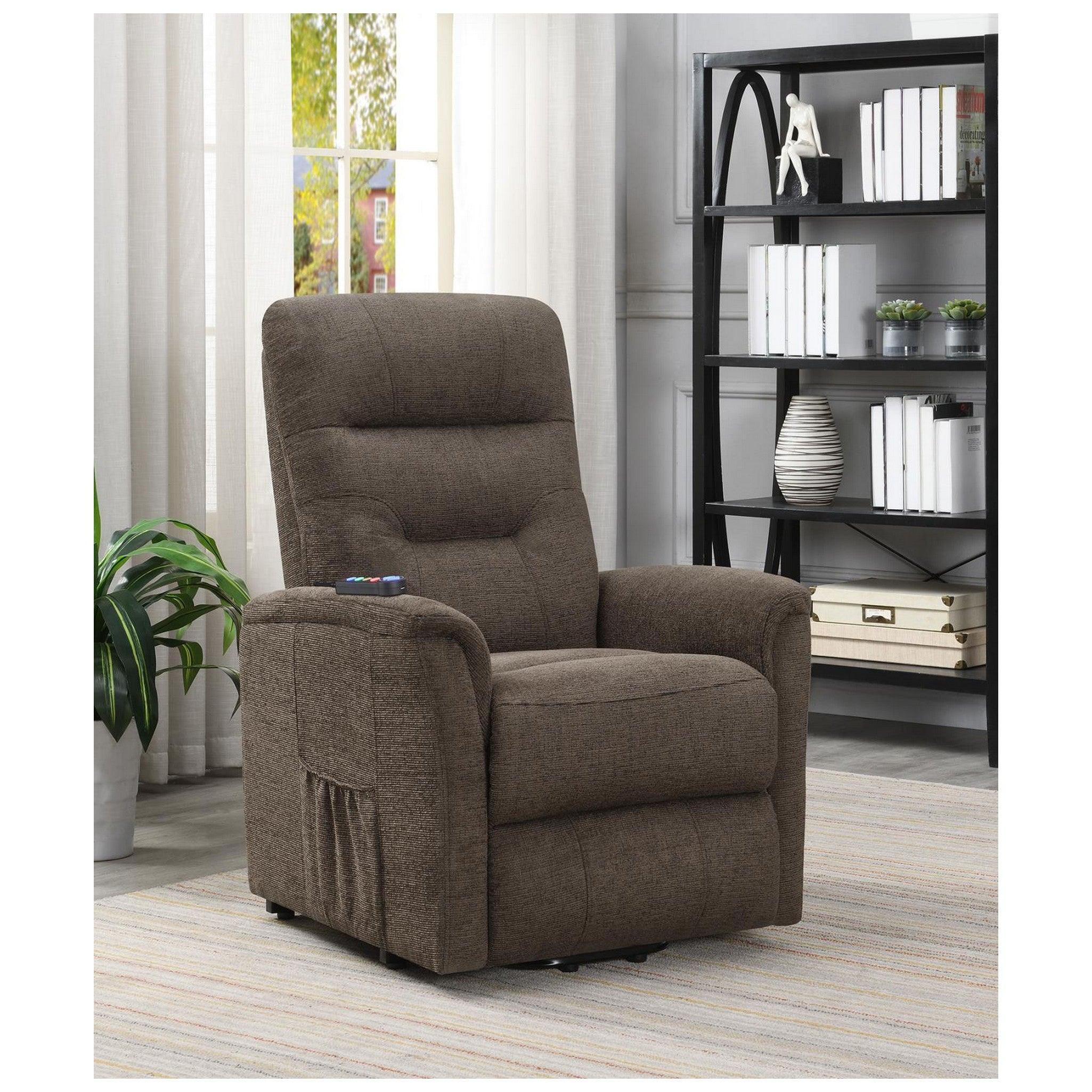 Henrietta Power Lift Recliner with Storage Pocket Brown 609404P