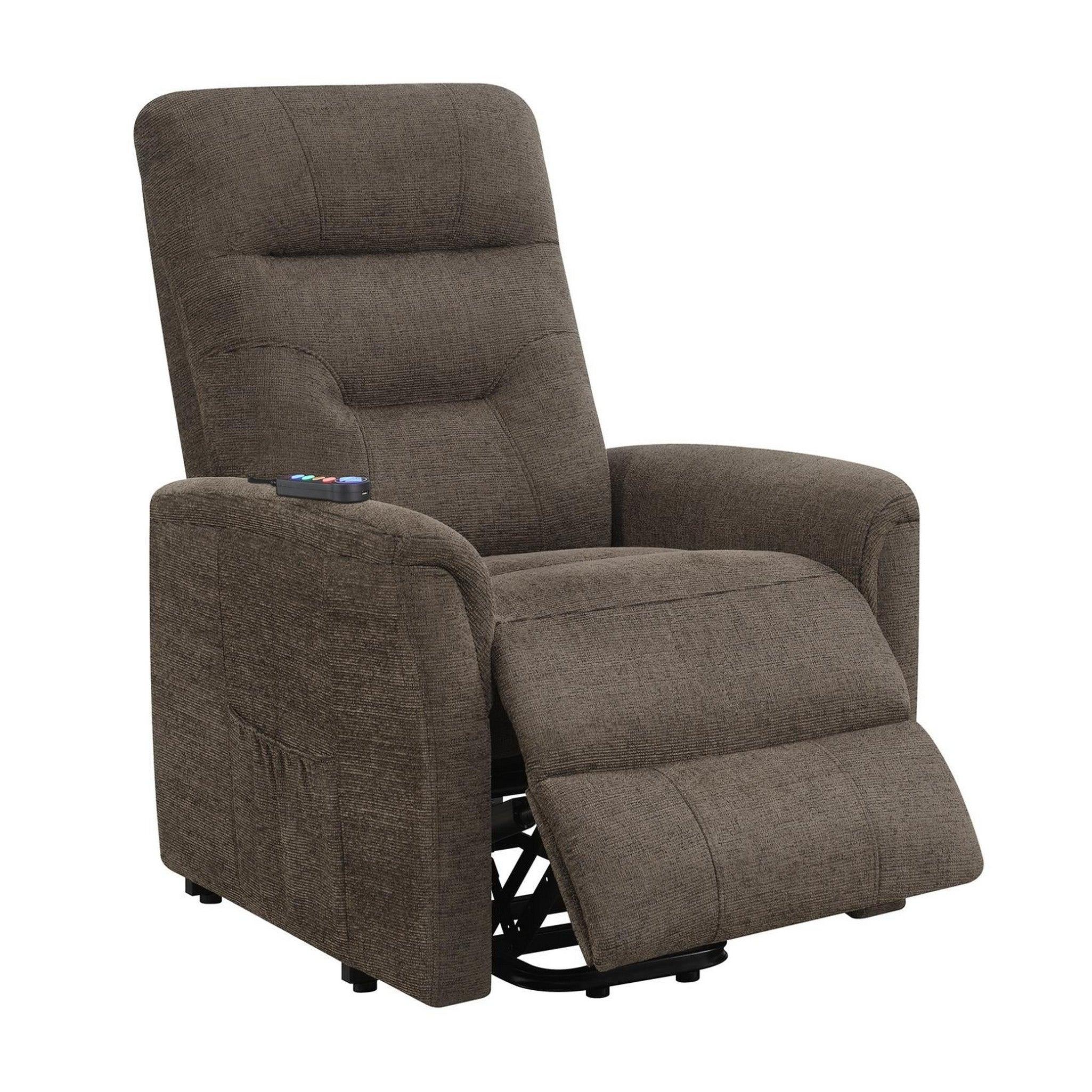 Henrietta Power Lift Recliner with Storage Pocket Brown 609404P