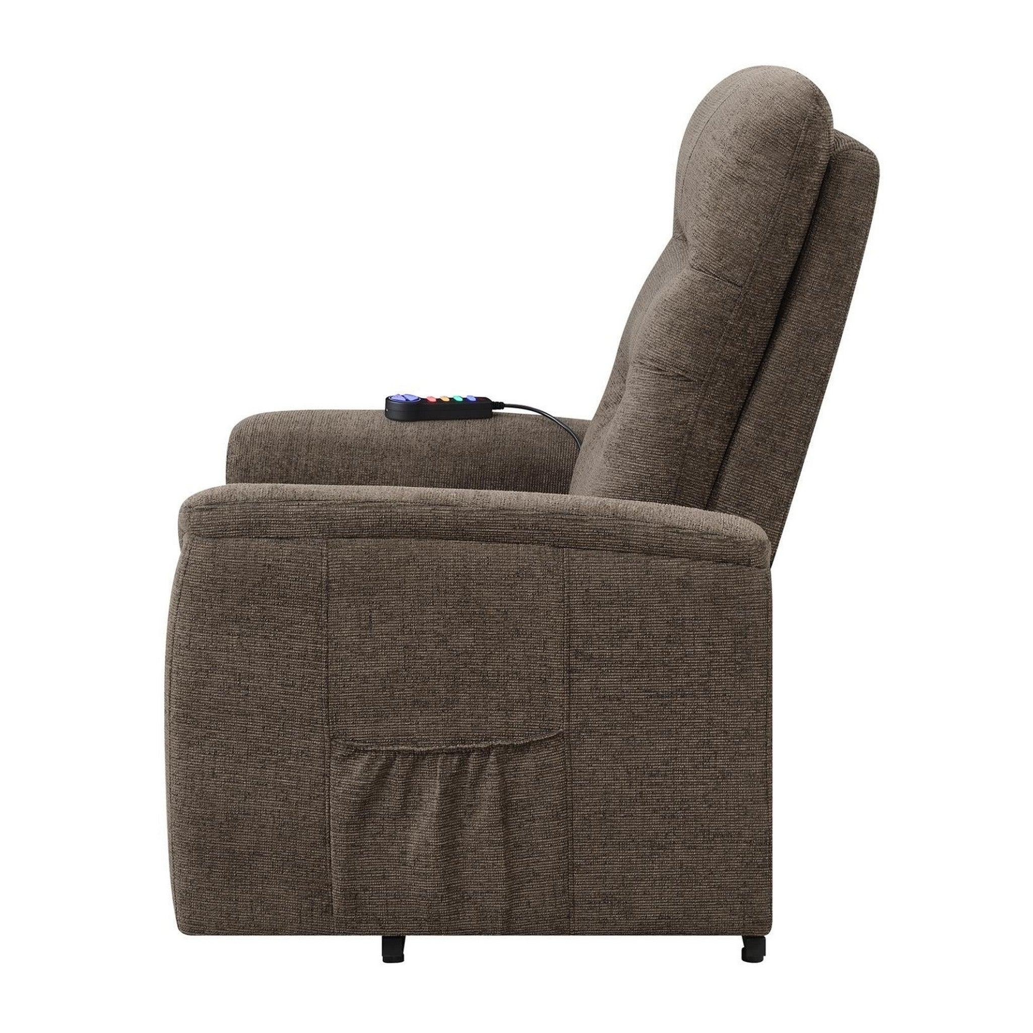 Henrietta Power Lift Recliner with Storage Pocket Brown 609404P