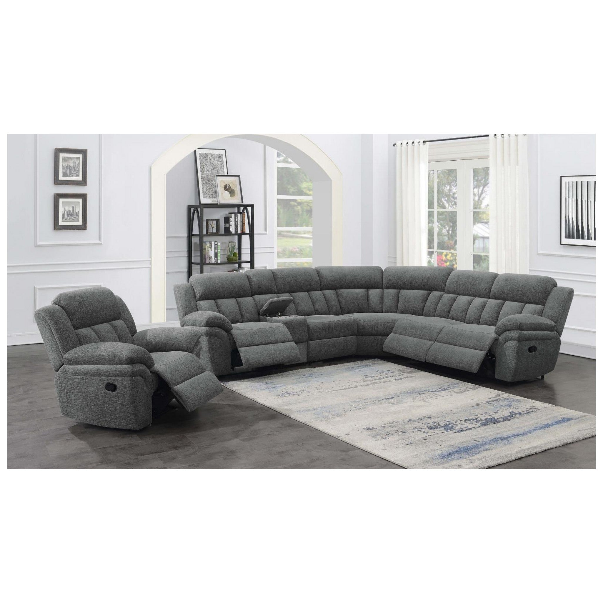 Bahrain 6-piece Upholstered Motion Sectional Charcoal 609540