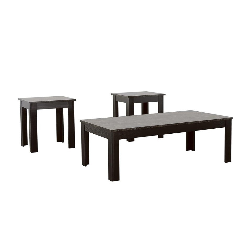 Silas 3-piece Faux-marble Top Occasional Table Set Black 700375