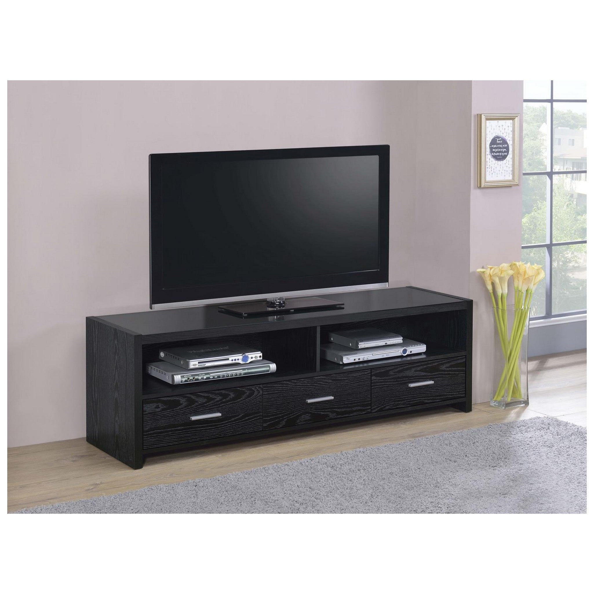 Alton 62&quot; 3-drawer TV Console Black Oak 700645