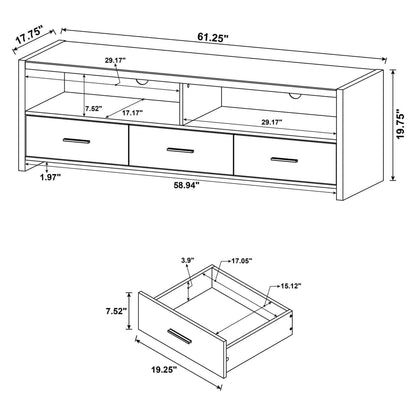 Alton 62&quot; 3-drawer TV Console Black Oak 700645