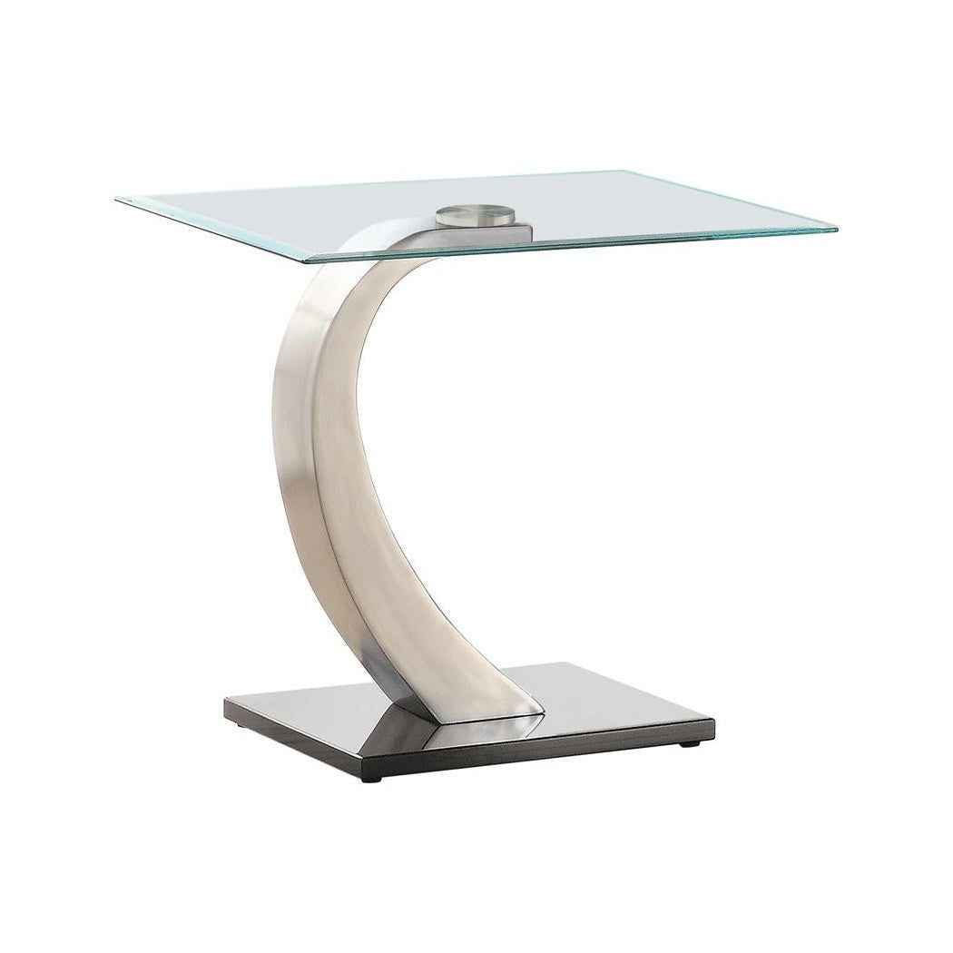 Pruitt Glass Top End Table Clear and Satin 701237