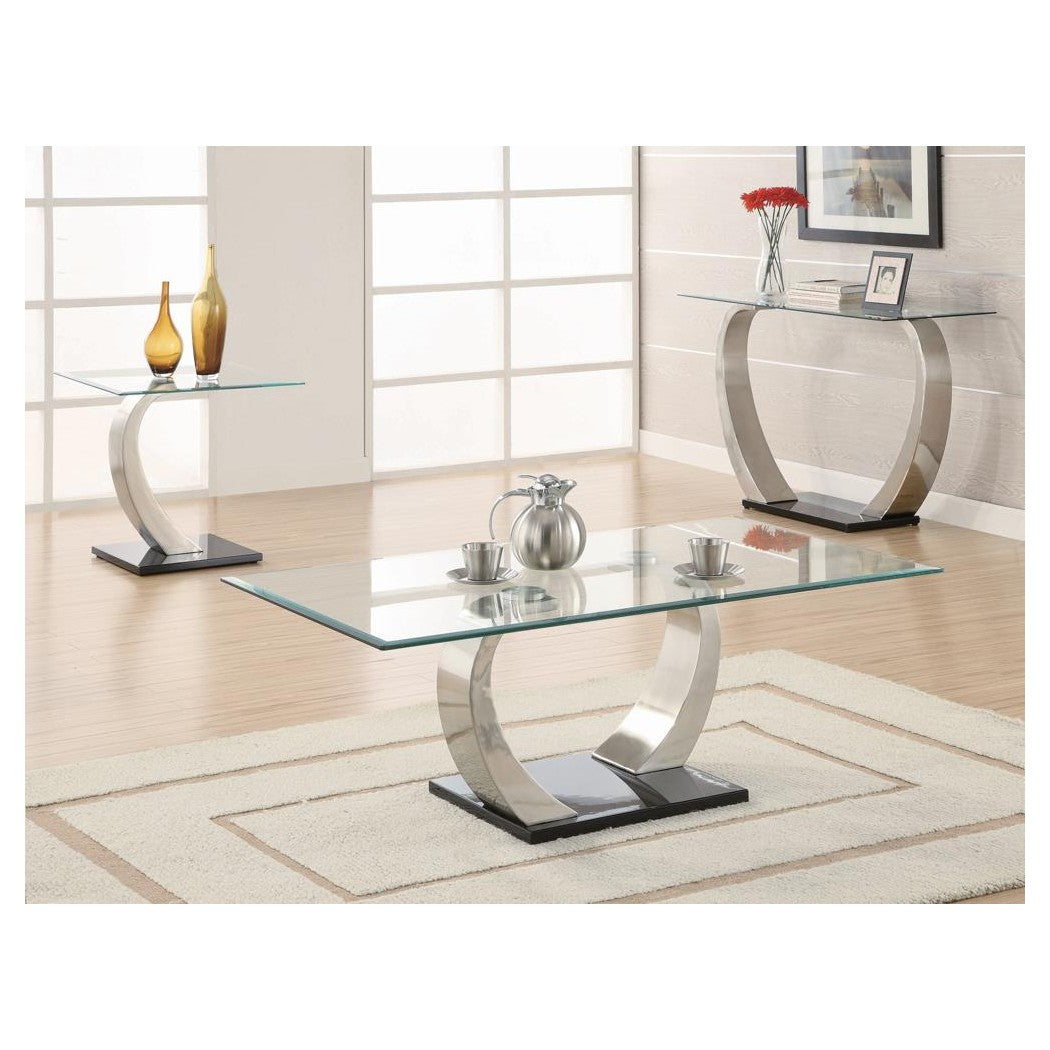 Pruitt Glass Top End Table Clear and Satin 701237