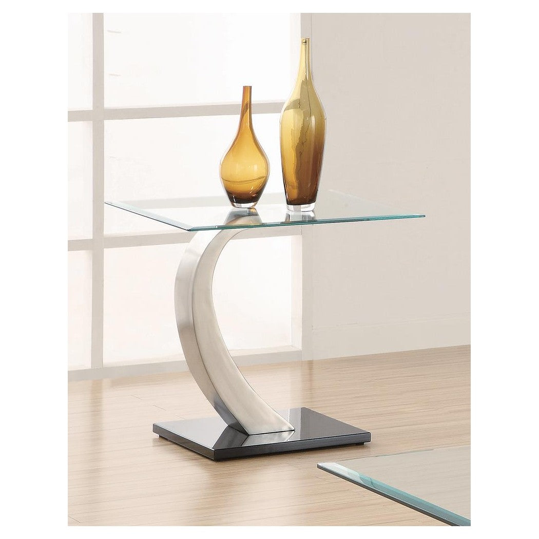 Pruitt Glass Top End Table Clear and Satin 701237