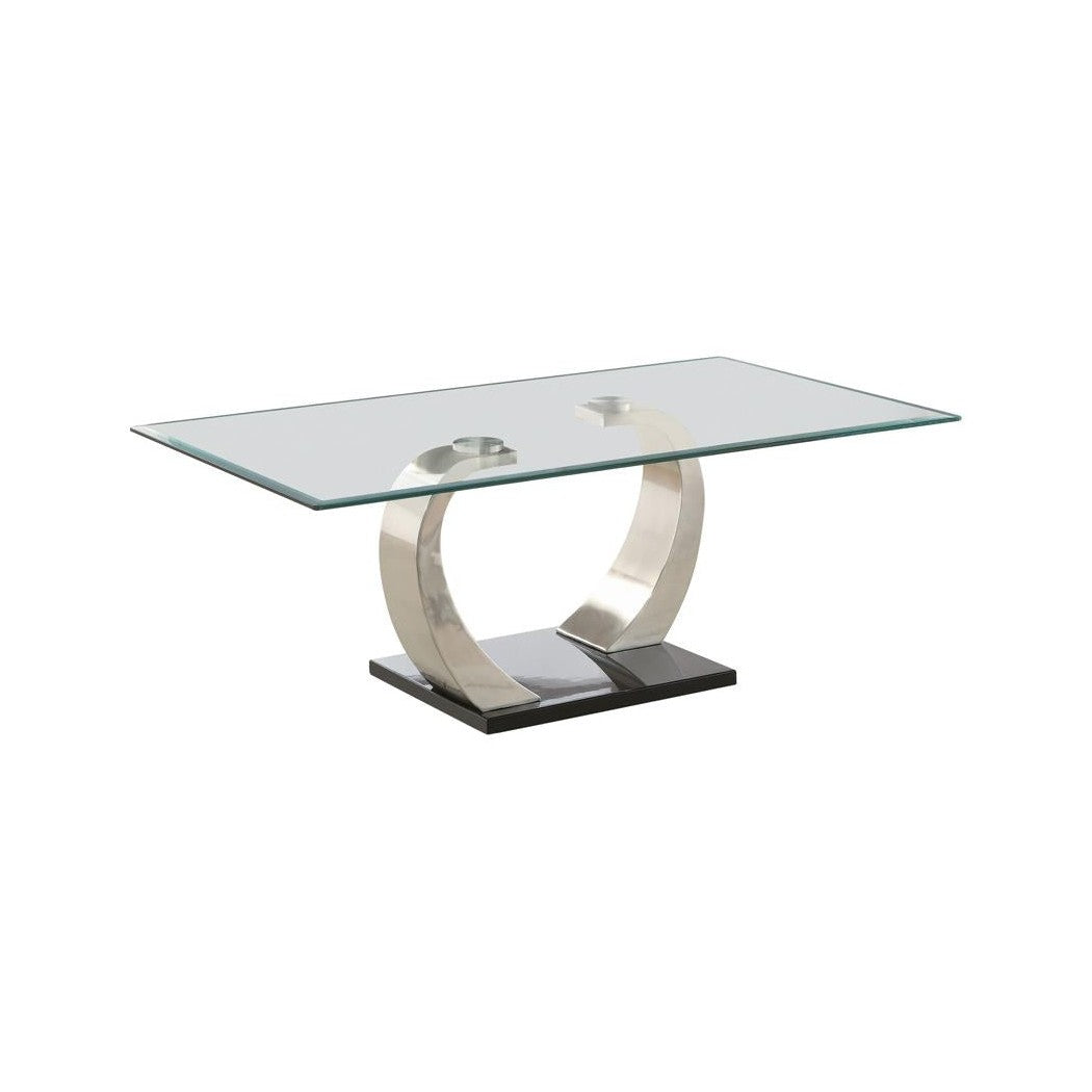 Pruitt Glass Top Coffee Table Clear and Satin 701238