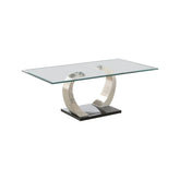 Pruitt Glass Top Coffee Table Clear and Satin 701238