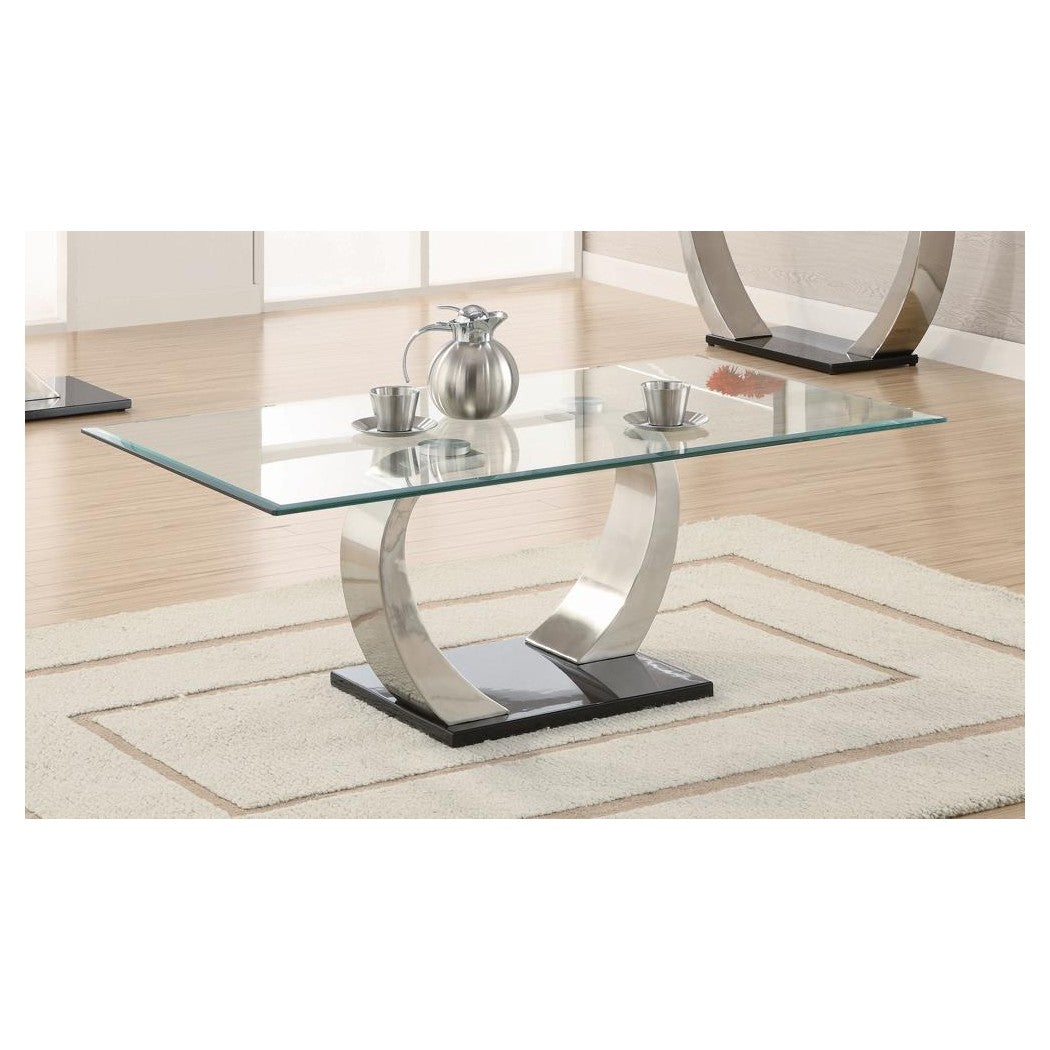 Pruitt Glass Top Coffee Table Clear and Satin 701238