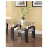 Dyer Tempered Glass End Table with Shelf Black 702287