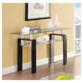 Dyer Tempered Glass Sofa Table with Shelf Black 702289