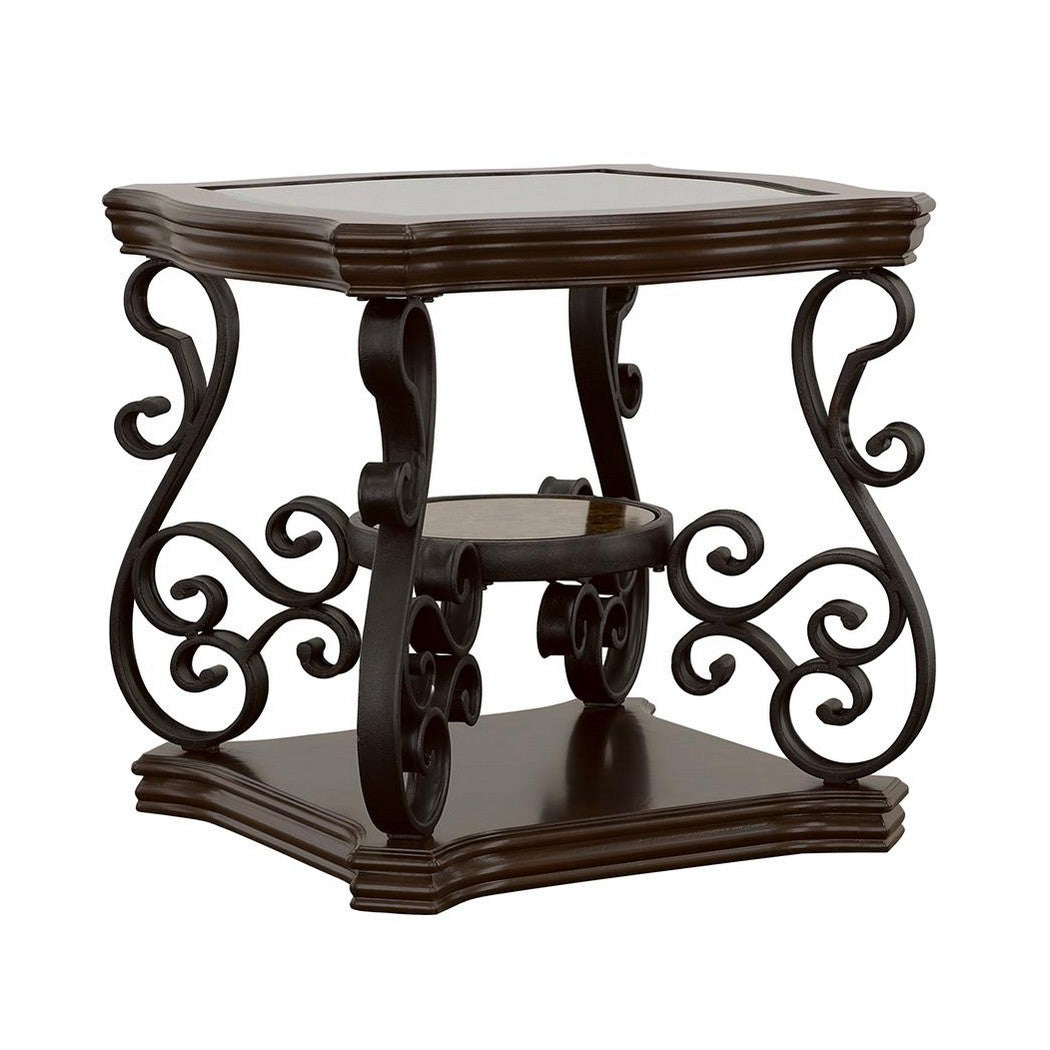 Laney End Table Deep Merlot and Clear 702447