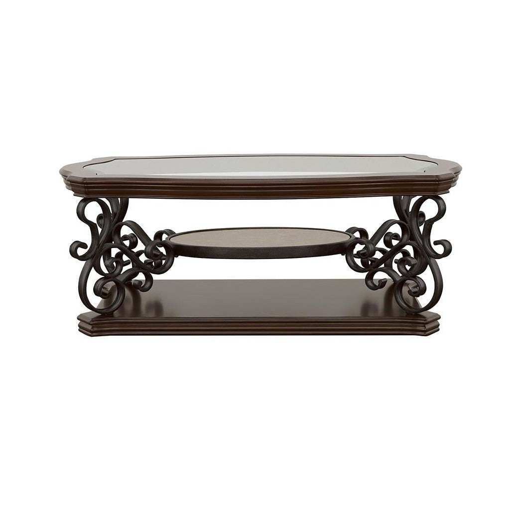 Laney Coffee Table Deep Merlot and Clear 702448