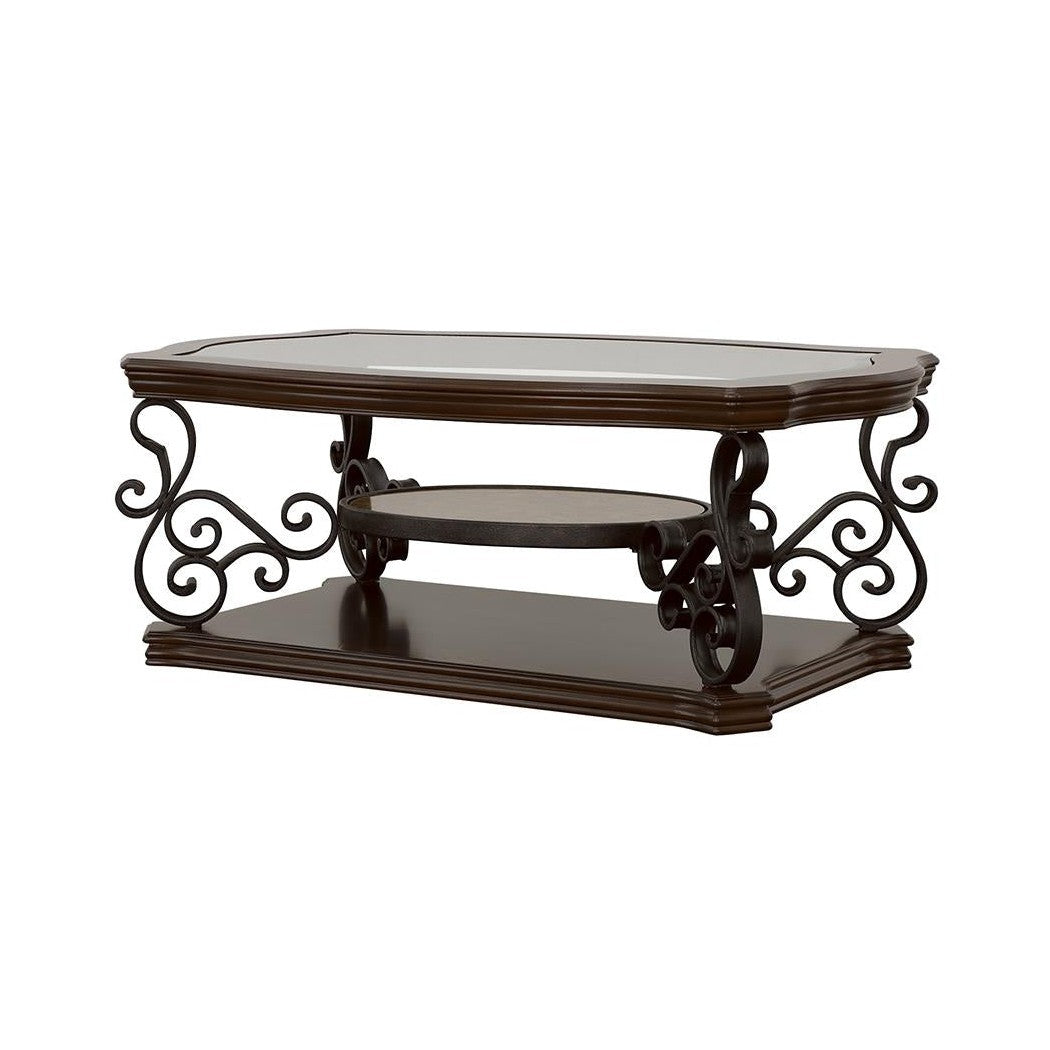 Laney Coffee Table Deep Merlot and Clear 702448