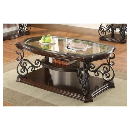 Laney Coffee Table Deep Merlot and Clear 702448