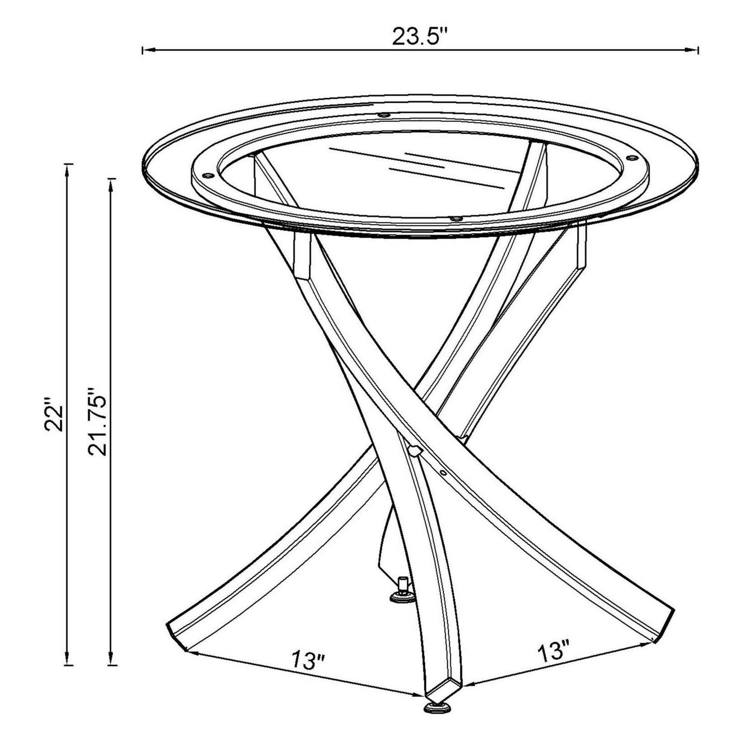 Brooke Glass Top End Table Chrome and Black 702587