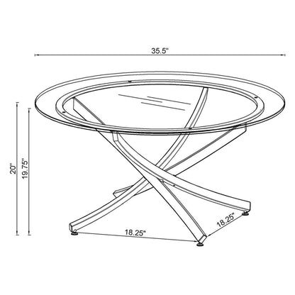 Brooke Glass Top Coffee Table Chrome and Black 702588