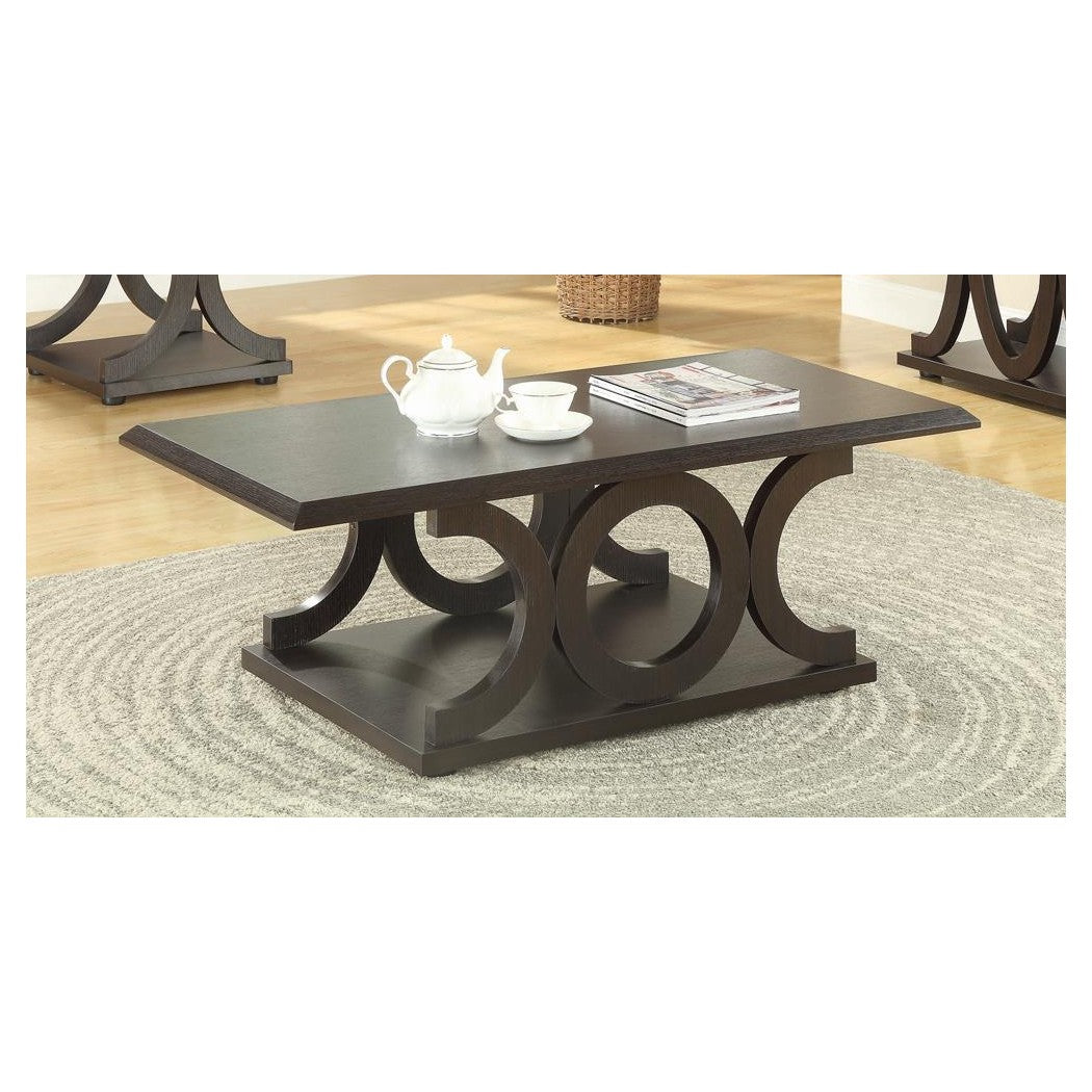 Shelly C-shaped Base Coffee Table Cappuccino 703148