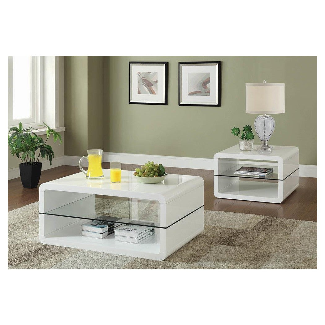 Glossy white store end table