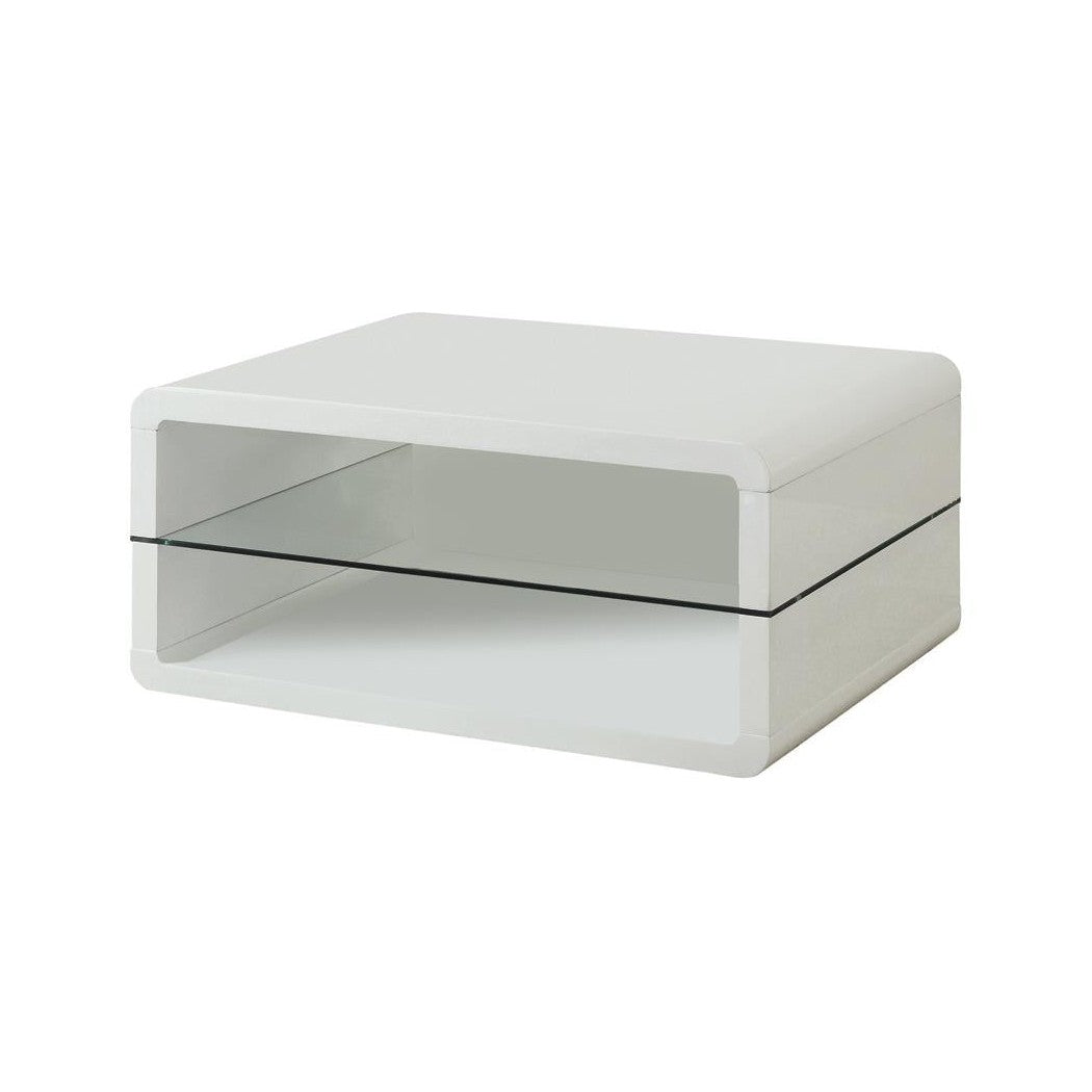 Elana Rectangle 2-shelf Coffee Table Glossy White 703268