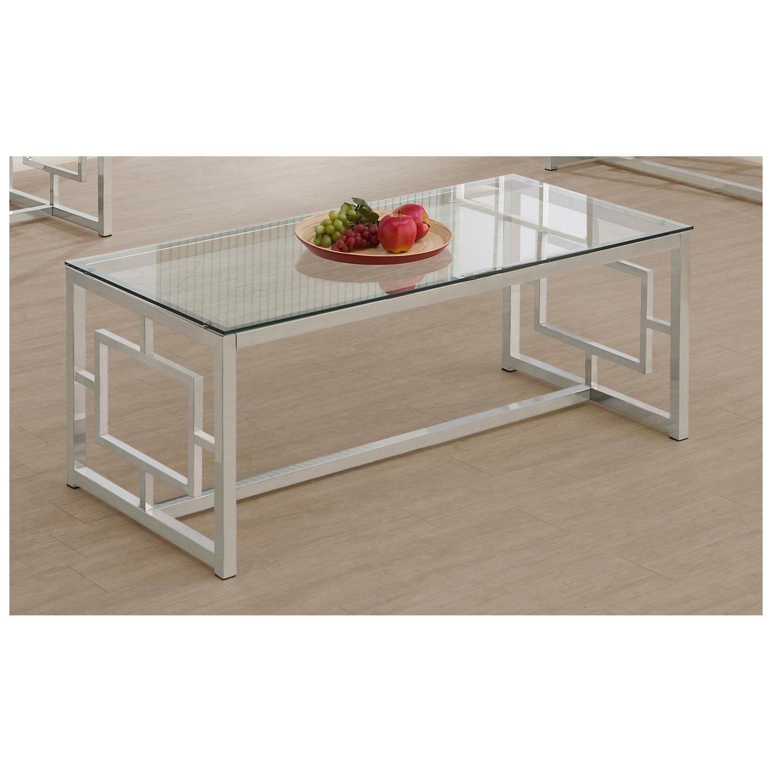 Merced Rectangle Glass Top Coffee Table Nickel 703738