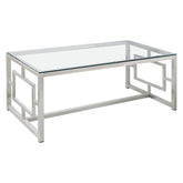 Merced Rectangle Glass Top Coffee Table Nickel 703738