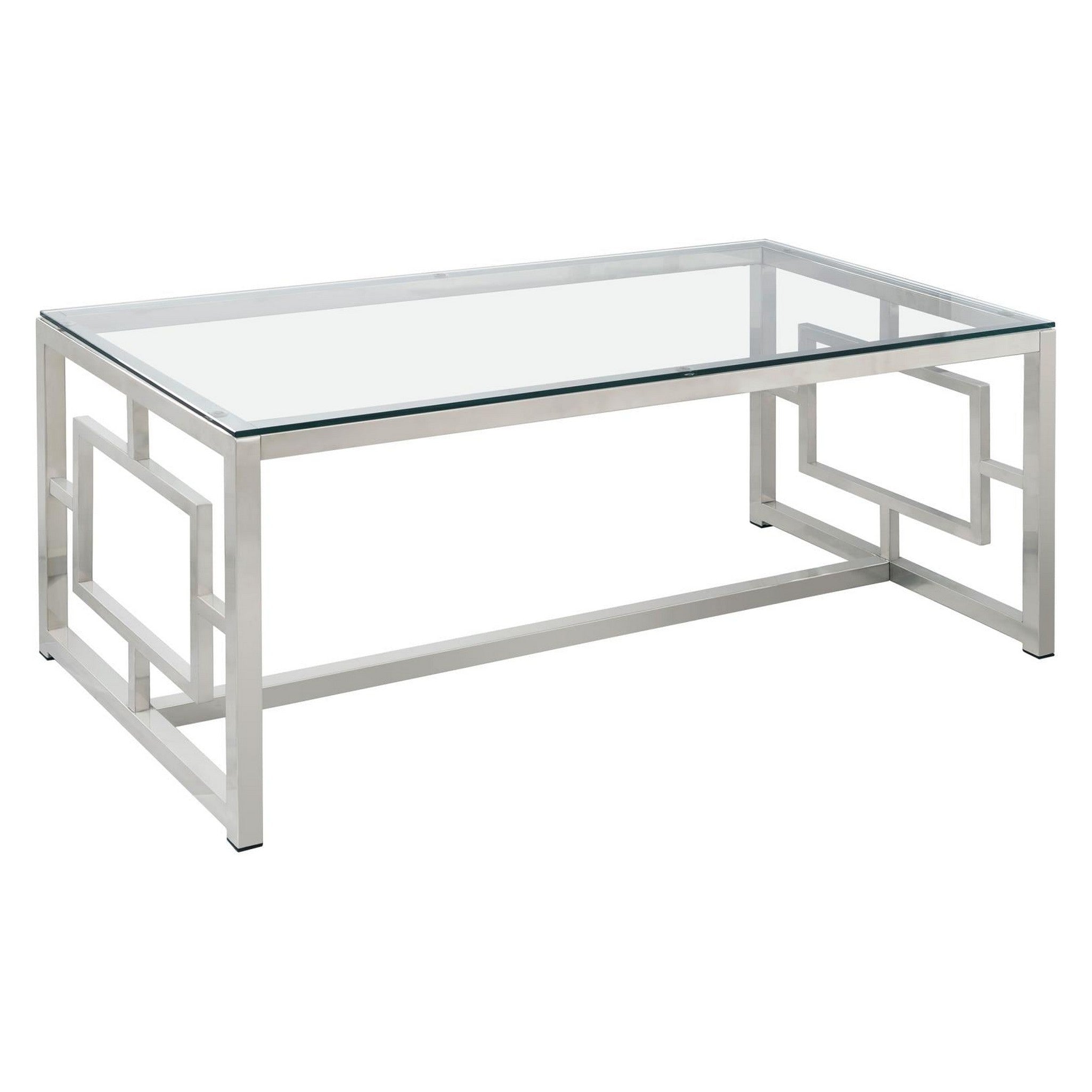 Merced Rectangle Glass Top Coffee Table Nickel 703738