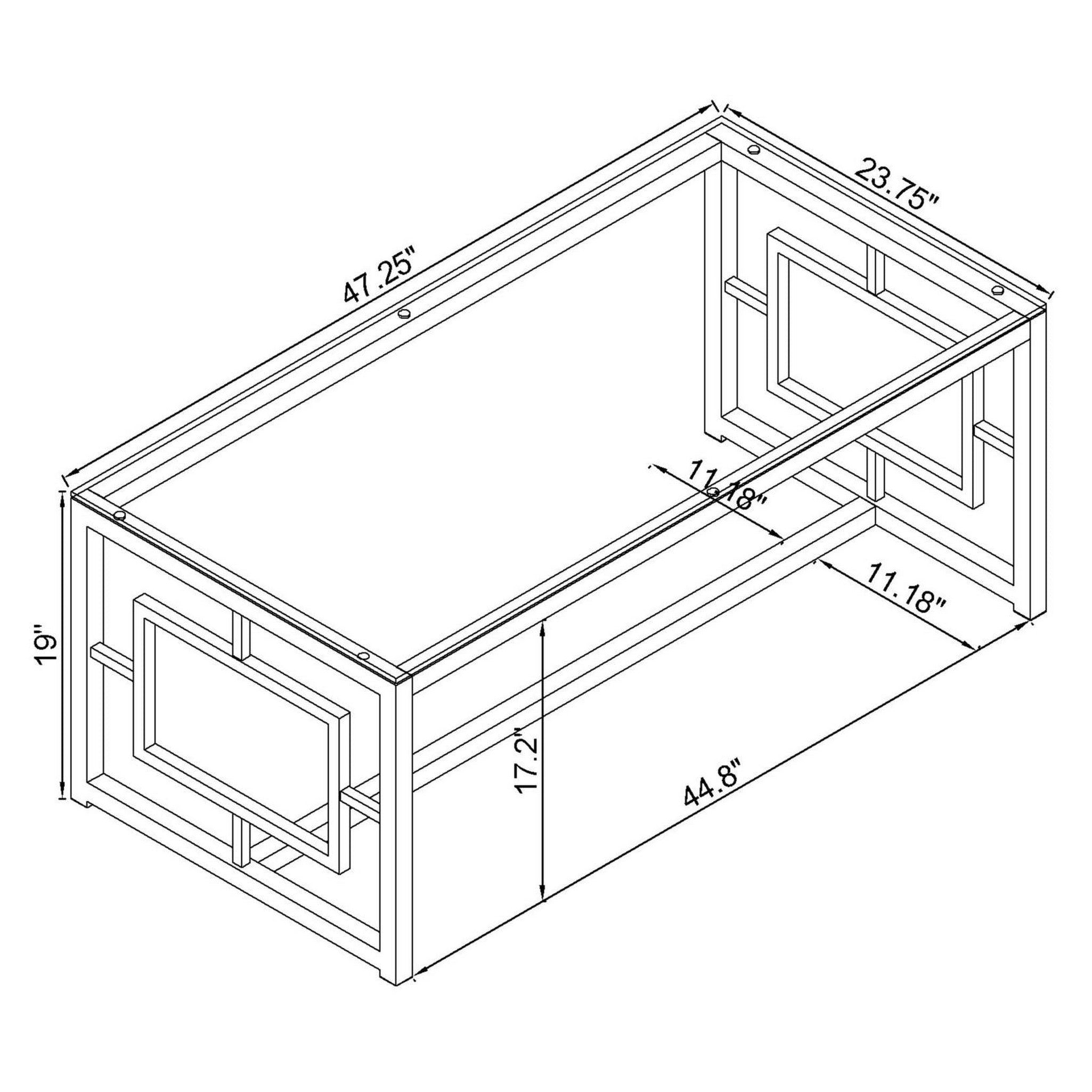 Merced Rectangle Glass Top Coffee Table Nickel 703738