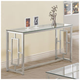 Merced Rectangle Glass Top Sofa Table Nickel 703739