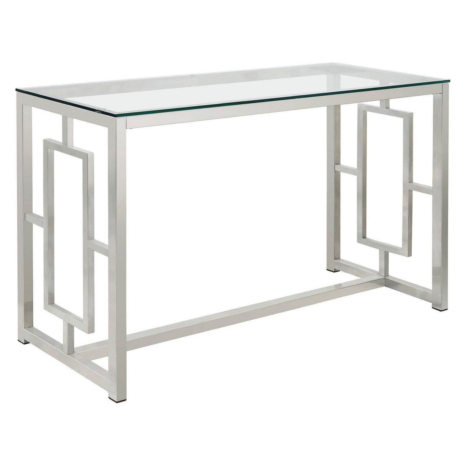 Merced Rectangle Glass Top Sofa Table Nickel 703739