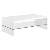 Airell Rectangular Coffee Table with Glass Shelf White High Gloss 703798