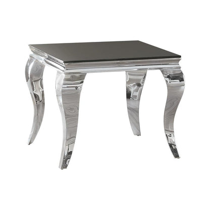 Luna Square End Table Chrome and Black 705017