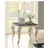 Luna Square End Table Chrome and Black 705017