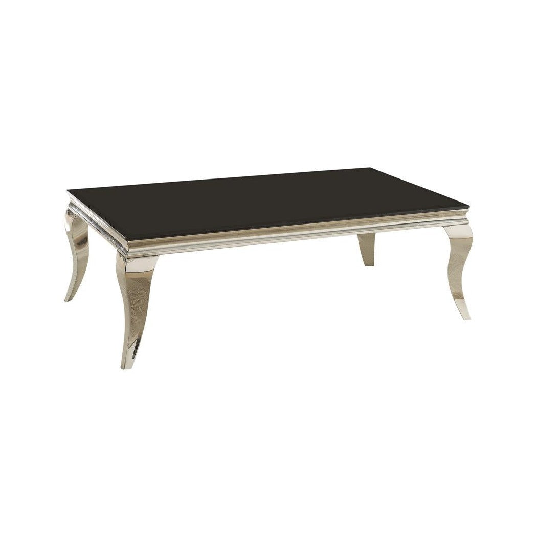 Luna Rectangular Coffee Table Chrome and Black 705018