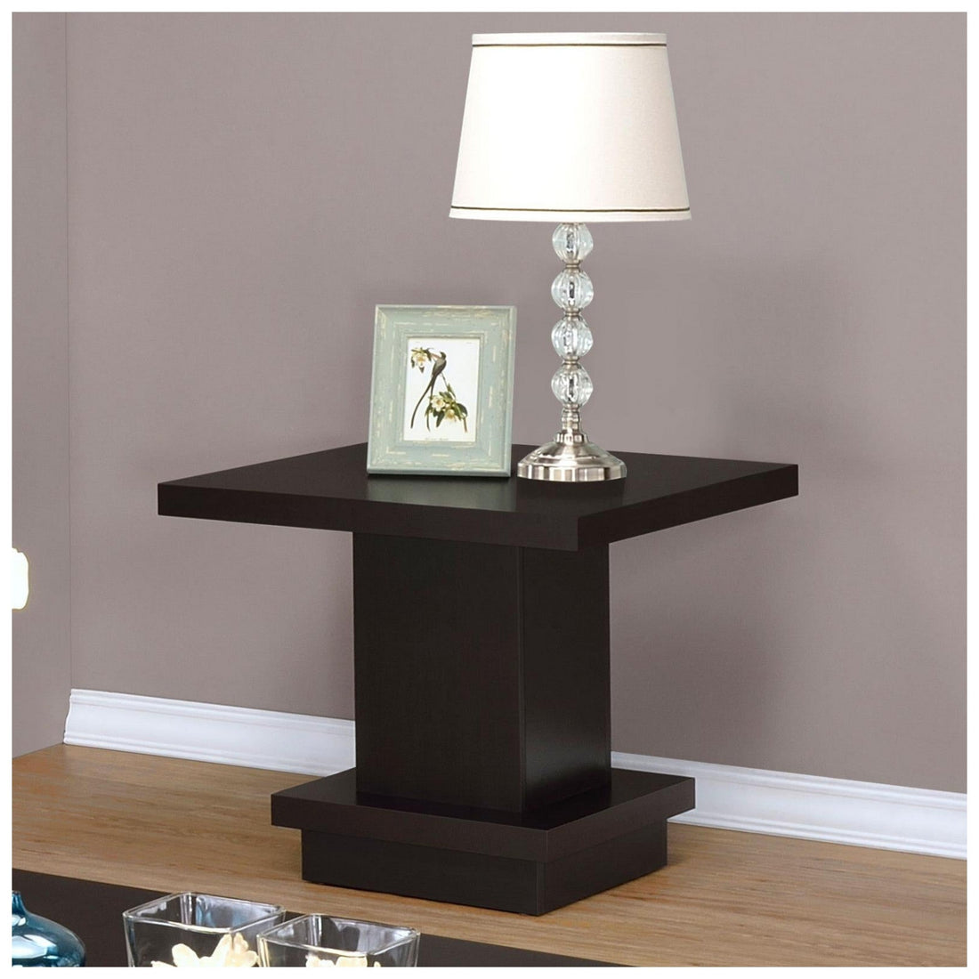 Reston Pedestal Square End Table Cappuccino 705167