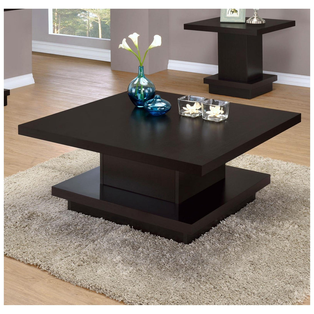 Reston Pedestal Square Coffee Table Cappuccino 705168